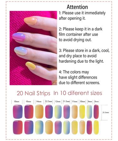 TrueShei 20PC Rainbow UV Gel Nail Foils | Self-Adhesive Gel Stickers & Gellack Wraps | Vibrant Nail Art for Stunning Manicures - Buy Online on GoSupps.com