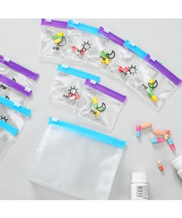 Colarr 14 Pcs AM PM Pill Pouches - Reusable Travel Pill Organizers for 7 Days - Zippered Medicine Bags with Slide Lock (Blue Purple) - Perfect for International Shipping - Buy Online on GoSupps.com