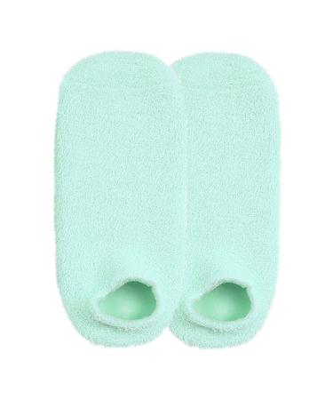 Verdant Touch Moisturizing Gel Foot Socks, Reusable Nourishing Gel Socks for Remove Dry Cracked Skin, Green