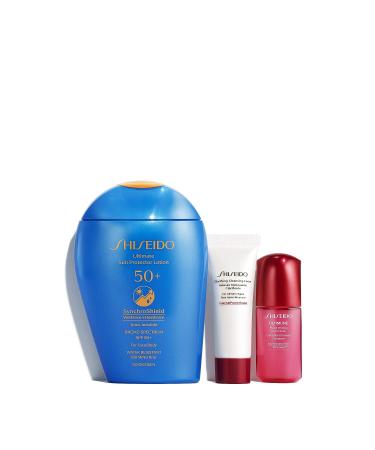 Shiseido Ultimate Active Sun Protection Set with SPF 50+ Lotion, Cleansing Foam, Ultimune Concentrate & Pouch - Buy Online on GoSupps.com