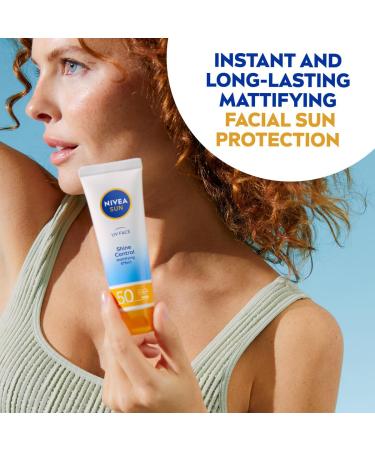 NIVEA Sun UV Face Shine Control SPF 50 Cream 50ml | Protects Against UVA/UVB Rays | Anti-Aging Sunscreen for Delicate Facial Skin - Buy Online on GoSupps.com