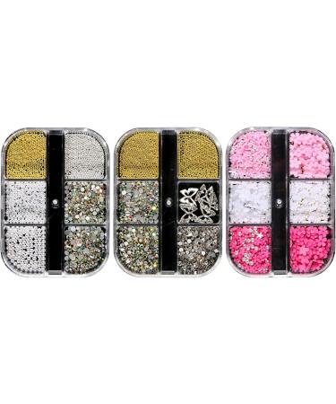 6 Grids Flower Nail Parts Decoration Mixed Steel Beads Gems Charms Floral Steel Beads Manicure Decoration Accessories Flower Nail Charms for Women - Buy Online on GoSupps.com