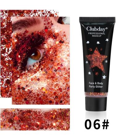 Gl-Turelifes Face Body Glitter Gel Sequins for Eyes Lips Hair Nail Face and Body - Mermaid Flakes Chunky Glitter Festival Accessory 30ml (#06 Red) - Buy Online on GoSupps.com