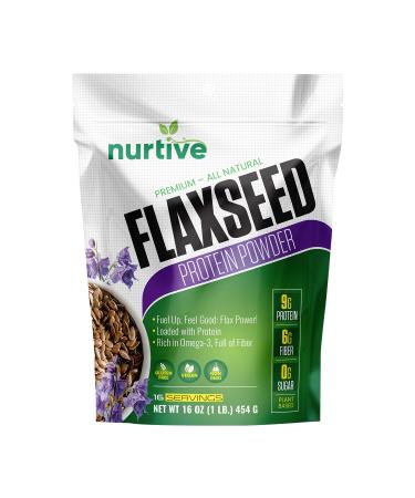 Flaxseed Protein Powder - Plant-Based Rich in Omega-3 and Antioxidants - Ideal for Post-Workout Recovery - Nutritional Boost for Smoothies & Baking - Non-GMO & Gluten-Free (16 oz / 454g)