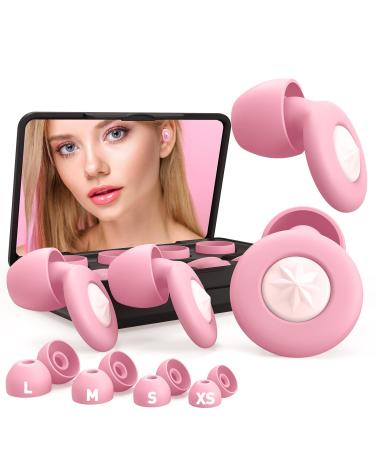 Volikos Ear Plugs for Sleeping Noise Cancelling Reduction 2 Pairs 30dB High-Fidelity Earplugs for Concerts/Sleep Snoring/Musicians/Djs/Drummers/Flights/Motorcycle/Work(4 Pairs Ear Tips in XS/S/M/L) Pink-xs-s-m-l