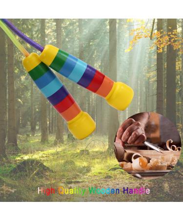 Adjustable 280cm Rainbow Skipping Rope for Kids - Wooden Handle Jump Rope in 7 Colors for Boys & Girls Fitness - Buy Online on GoSupps.com