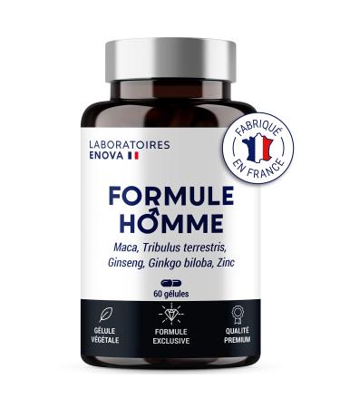 MEN S FORMULA | Strength Power Endurance | Plant Complex: Maca Tribulus Terrestris Ginseng Ginkgo Biloba Zinc | 60 Capsules | Made in France | Food Supplement