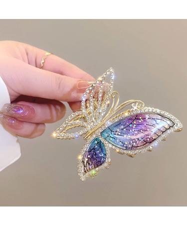 Exquisite Purple Butterfly Rhinestone Hair Claw Clip for Women and Girls - Non-Slip Big Hair Accessory - Buy Online on GoSupps.com