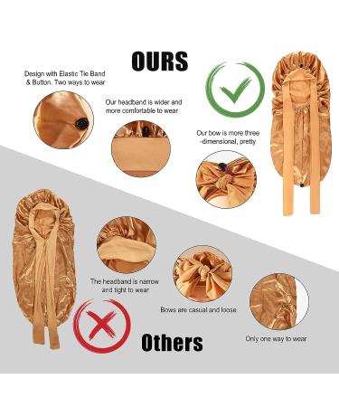 Homiton 2Pcs Silk Bonnet for Long Braids - Black+Purple | Satin Curly Hair Bonnet for Sleeping - Buy Online on GoSupps.com