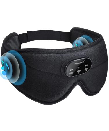 Bluetooth Sleep Headphones White Noise Sleep Mask | 3D Eye Mask for Sleeping | 38 Relaxing Soothing Sounds | 16hrs Playingtime | Light Blocking Eye Mask | Auto - Off Timer | Best for Sleeper | Travel 1 Count (Pack of 1) Drak Black