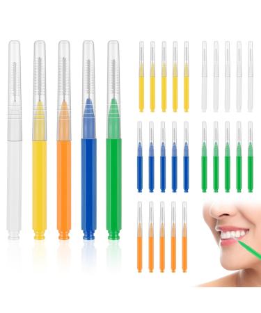 Above zero 50 pieces interdental brushes interdental brushes 5 colors tooth cleaning gaps interdental room cleaner brush with non -slip handle oral care