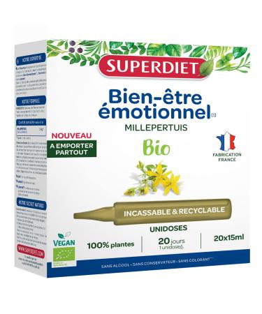SUPERDIET - MILLE-WERT ORGANIC - Emotional well-being - Portable format - 20 single doses of 15 ml