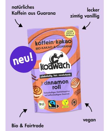 Koawach Cinnamon Roll Cocoa Powder - Vegan Hot Chocolate with Guarana Fairtrade 500g - Buy Online on GoSupps.com