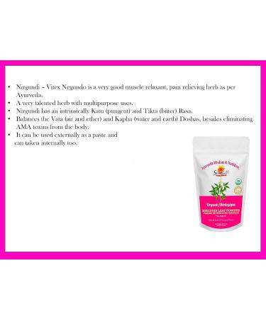 Sewanti Organic Nirgundi Leaf Powder 200g/Vitex Negundo/NPN 80116695/ For Joints Health/Menstrual Pain - Buy Online on GoSupps.com
