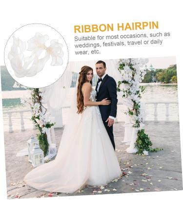 FRCOLOR 1pc Hairpin Hair Bow Headpieces Three- Layer Bow Hair Clip Korean Bridal Headpieces for Wedding Lace Ponytail Holder Bowknot Ribbon for Bows Bride Fabric Fashion Headband 48X19X1CM Beige - Buy Online on GoSupps.com