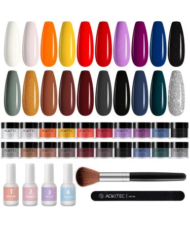 Dipping Powder Nails Set - Aokitec 26PCS Starter Kit | 20 Colors Acryl Glitzer Nail Powder with Activator | DIY Manicure & Nail Art - SpaceWalk - Buy Online on GoSupps.com