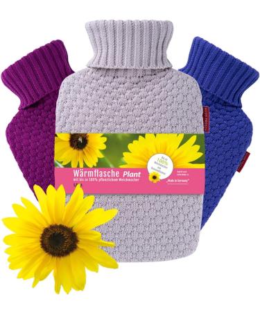 Hugo Frosch Hot Water Bottle Classic 1.8L - Organic Knitted Cover in Raspberry | Eco-Friendly Comfort for International Shipping - Buy Online on GoSupps.com