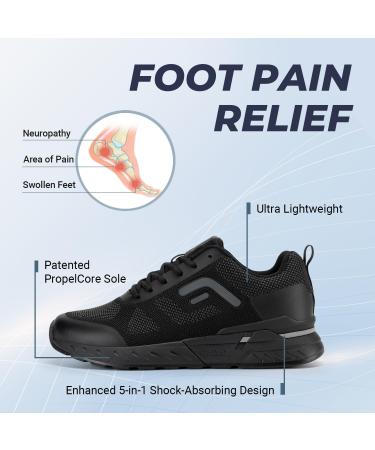 Fitville Extra Wide Walking Shoes for Men | Light & Breathable Sneakers | Comfortable Sports Shoes for Wide Feet | Relief from Foot Pain | 43 EU - Far Black - Buy Online on GoSupps.com
