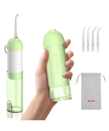BESTEK Water Dental Flosser Teeth Pick: Cordless Portable Oral Irrigator with 4 Jet Tips Rechargeable IPX7 Waterproof Water Flosser for Teeth Gums Braces Care and Travel - Green