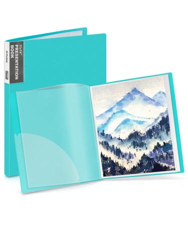 Dunwell 11x14 Binder with Sleeves - (Aqua), 24 Pockets Display 48 Pages, Large Folder with Plastic Sleeves, 11 x 14 Presentation Book with Protector Sleeves, Kids Art Portfolio 14x11, Clear Pages Vertical Aqua