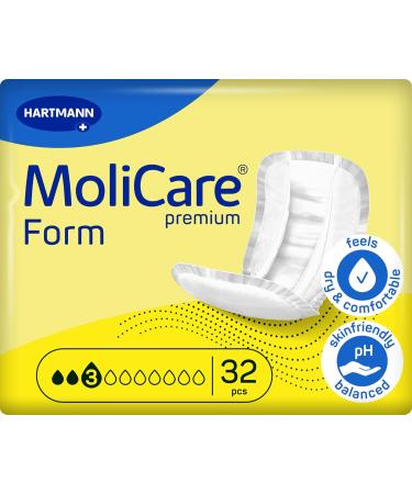 Molicare Premium Form 3 Drops for Light Incontinence Maximum Safety Extra Leak Protection and Discretion for Women and Men Premium Fixpants 32 Psc