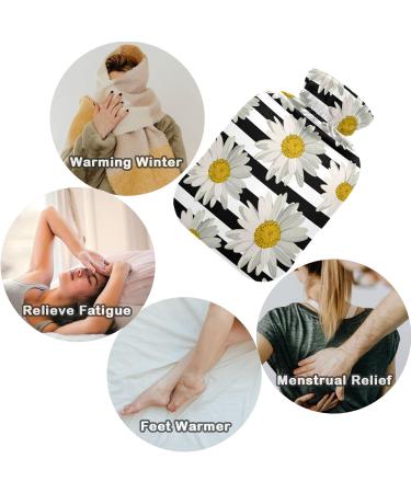 NAANLE Striped Daisies Hot Water Bottle with Lid - 1L for Menstrual Cramps Relief & Heat Therapy | Transparent Design - Buy Online on GoSupps.com