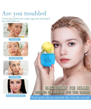 Buy Blue Ice Roller for Face & Eyes - Facial Ice Roller with Scrubber Sponge for Ultimate Cooling and Relaxation - Buy Online on GoSupps.com