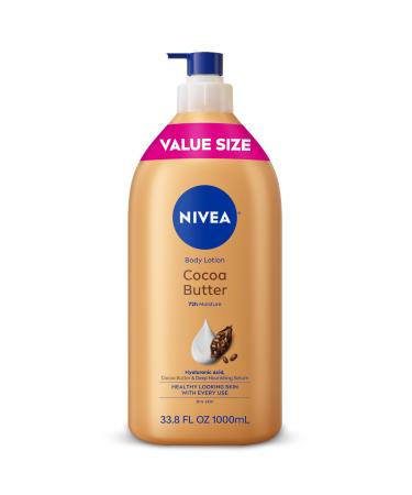NIVEA Cocoa Butter Body Lotion for Dry Skin with Hyaluronic Acid Cocoa Butter and Deep Nourishing Serum 72-Hour Body Moisturizer 33.8 Fl Oz Value Size Pump Bottle 33.8 Fl Oz (Pack of 1) 33.8 Fl Oz (Pack of 1)
