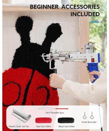 Riiai 2-in-1 Rug Tufting Gun Machine with Starter Kit - AK-III, Speed Adjustment, 360 Handle - Blue | Perfect for Beginners in Rug Making - Buy Online on GoSupps.com
