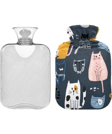 Hot Water Bottles with Cartoon Cat Cover - 2L Heating Bag for Pain Relief Sore Muscles & Arthritis - Buy Online on GoSupps.com