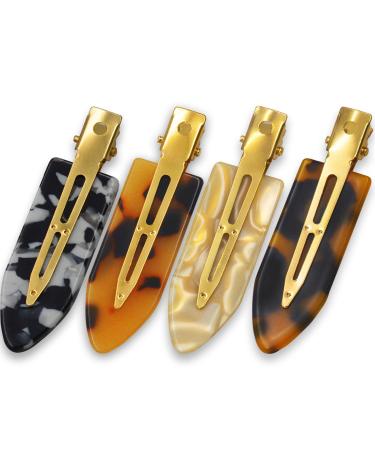 4 Pcs Makeup Hair Clips No Crease Hair Clips Gifts for Her No Bend Hair Curl Pins Brown