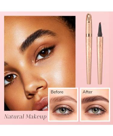 3D Microblading Eyebrow Pencil Waterproof with 4 Fork Tip for Natural Eyebrows Precise Pencil for Women and Beginners Long Lasting for Daily Use (Light Brown) - Buy Online on GoSupps.com