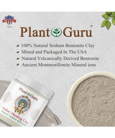 Plant Guru Indian Healing Clay 1 lb - 100% Natural Bentonite Clay Powder - Deep Pore Cleansing Mask for Face, Hair & Body - Detox Clay for Acne & Bath - Buy Online on GoSupps.com