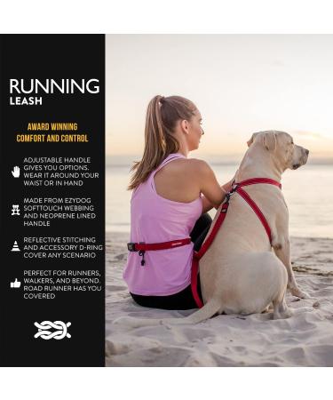 Ezydog Jogging Leash for Small & Medium Dogs - Reflective & Elastic Bungee - 210cm Red | Perfect Running Gear for Dog Owners - Buy Online on GoSupps.com
