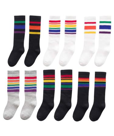 KESYOO 6 Pairs Cotton Long Stockings Knee High Socks Tube -calf length Sock for Unisex 1-3 Years Old Assorted Color