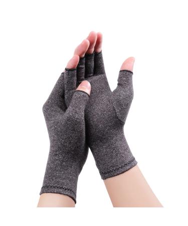 Rheumatoid Arthritis Gloves - Compression Gloves Fingerless Joint Pain Relief Hand Mitten Warmth Gloves Carpal Tunnel Gloves for Women Men S Gray A