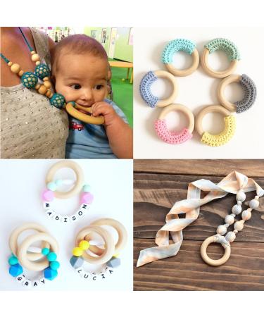 Maxtonser 5pcs 70mm Baby Wooden Teething Rings - Natural DIY Jewelry Crafts Necklace & Bracelet - Buy Online on GoSupps.com