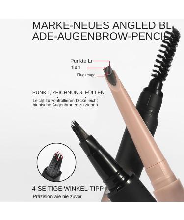 Pencil for Eyebrows Eye Brow Pencil Upgraded Liquid Eyebrow Pen Waterproof with 4Time Micro Fork Applicator 04 Gray Black - Buy Online on GoSupps.com