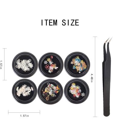 NICENEEDED 6 Boxes Christmas Nail Art Rhinestones 3D Nail Crystal Jewels Metal Nail Studs Gems With Tweezer For Christmas For Women Girls Kids Manicure DIY Nails Art Decoration Supplies(Stytle 4) - Buy Online on GoSupps.com