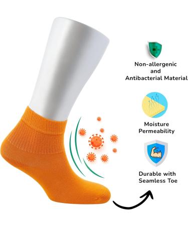 Cosyfeel Women Loose Diabetic Socks | 4-Pack Neuropathy Ankle Socks for Ladies | Super Soft Eco-Friendly Bamboo Material | Durable with Seamless Toe | Multicolour Patterns | 4 Seasons 4-7 ORANGE PEEL - Buy Online on GoSupps.com