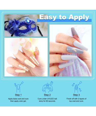 Lavender Violets 21 Pcs Gel Nail Polish Gift Set Spring Colours Soak Off UV LED Starter Kit Base Glossy n Matte Top Coat Orange Sliver Glitter White Pink 986C #21 Ocean Series-986C - Buy Online on GoSupps.com