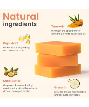 Turmeric Kojic Acid Soap Bars - Natural Dark Spot Remover for Face & Body Moisturizing & Gentle Skincare 1 Pack - Buy Online on GoSupps.com