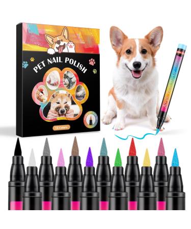 ZephyrPaws Pet Paint Pen 12 Colors Pet Paint Pen Set to DIY Beautiful Dog Nails Ideas Safe Nail Polish Non Toxic and Odorless Fast Drying Pet Paint Pen Set