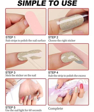 Kalolary Gel Nail Polish Strips Nail Gel Art Sticker Waterproof Full Nail Wraps Decal Sets with Scissors Nail File and Stick for Women Girls Nail Art Decor (UV/LED Lamp Required)-10 - Buy Online on GoSupps.com