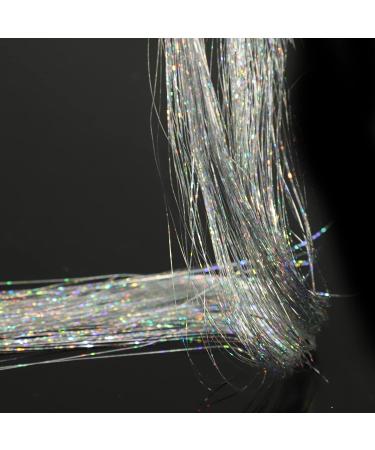 220 Strands Holographic Sparkle Hair Tinsel Extensions - Silver Glitter Strands for Girls Party Fun - Shiny Straight Hair Accessories - Buy Online on GoSupps.com