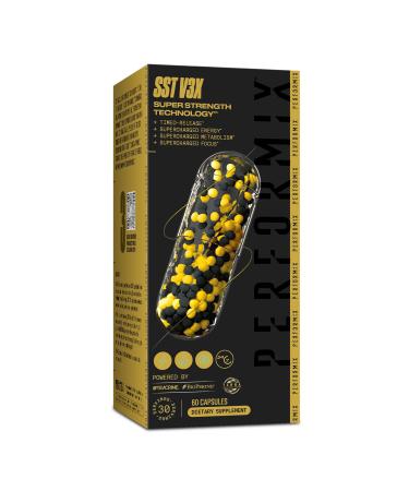 Performix SST V3X - 60 Capsules - Dietary Supplement for Supercharged Energy, Intense Mental Focus and Fast Metabolism - Caffeine, Dynamine, and Teacrine - 3X Longer Lasting