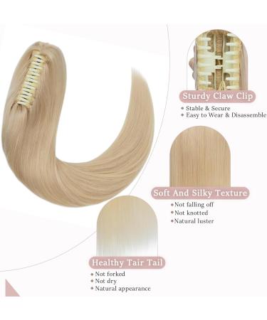 SEGOHAIR Claw Clip Ponytail Hair Extensions Human Hair 18 Inch Ponytail Extension Natural Real Hair Straight Remy Hair Extensions-Bleach Blonde(125g) - Buy Online on GoSupps.com
