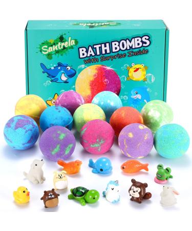 Bath Bombs for Kids with Toys Inside for Girls Boys - Surprise Toy 12 Pcs Gift Set Handmade Bubble Bath Fizzies Spa Fizz Balls Kit for Christmas Birthday Easter Eggs Stuffers