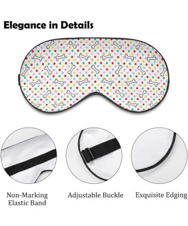 Colorful Dog Bone & Polka Dot Sleep Mask for Women - Adjustable Eye Shades with Elastic Strap - Buy Online on GoSupps.com
