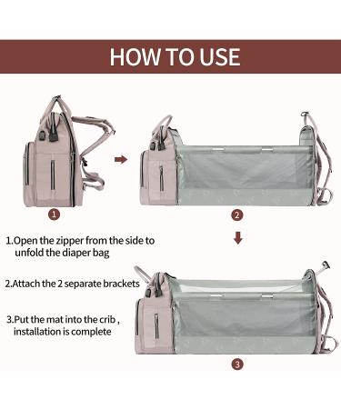 KROSER Diaper Bag Backpack with USB Charging Port | Large Capacity Travel Backpack for Mom in Grey Pink - Buy Online on GoSupps.com